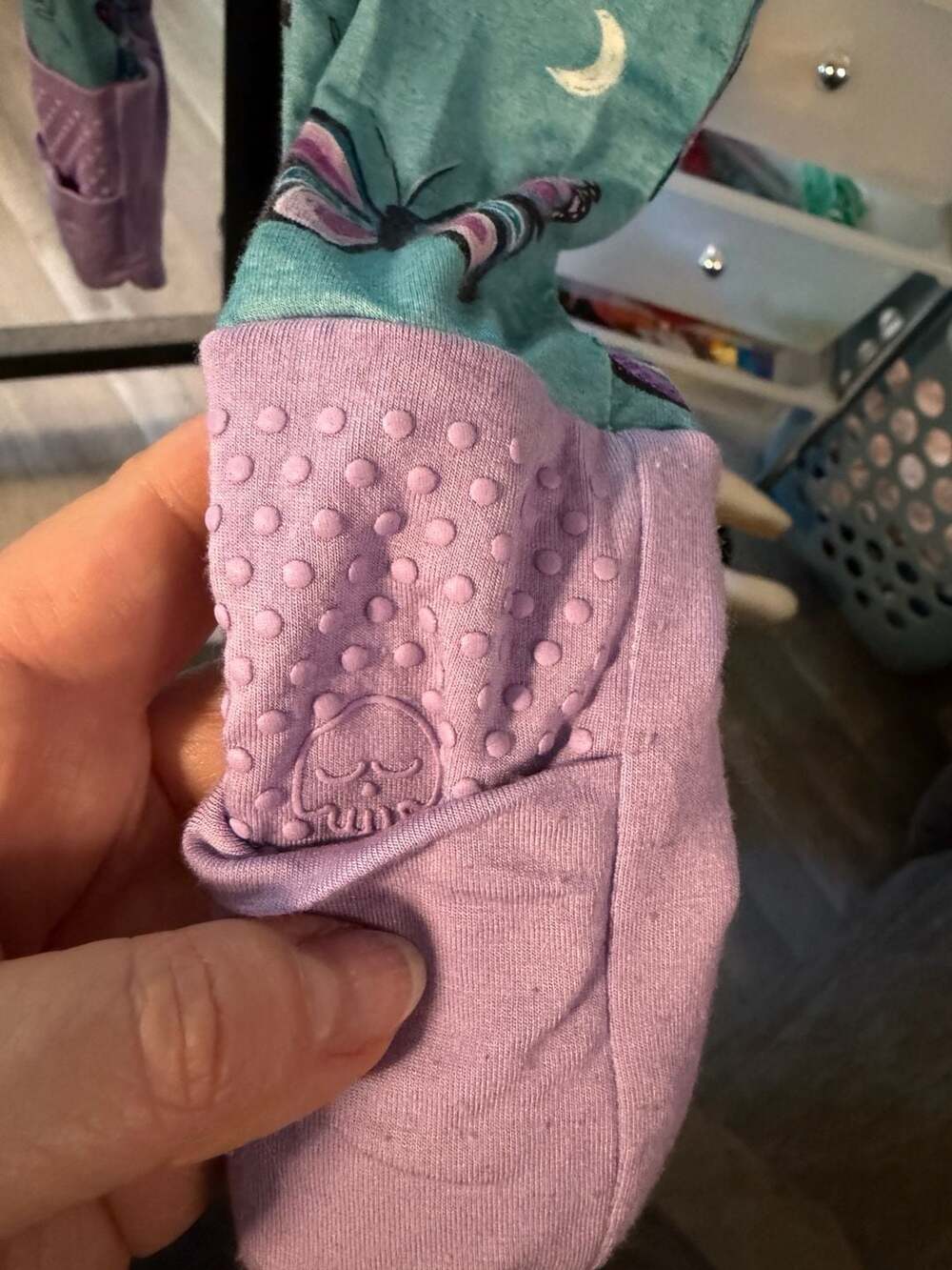 Lazy Bones 2way Zipper Pajama Convertible Foot Blue Purple Butterfly Size 18-24M - Picture 4 of 4